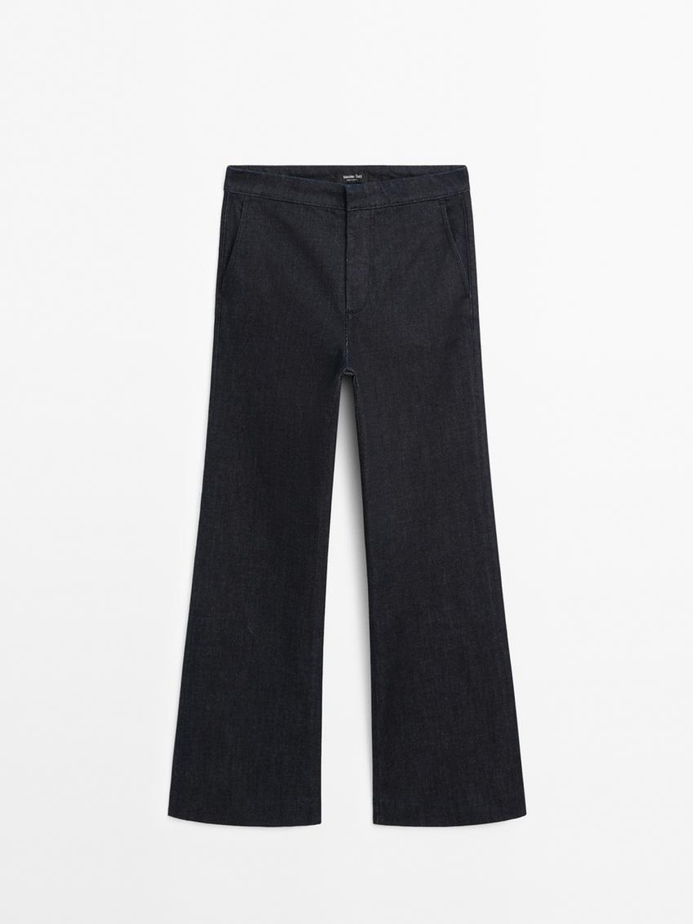 Massimo Dutti Расклешенные джинсы из смесового хлопка, темно-серый