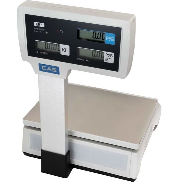 Весы торговые настольные CAS ER JR-30CBU, RS232, USB (опция), 30кг, 5/10гр, 290x209, с поверкой, со стойкой