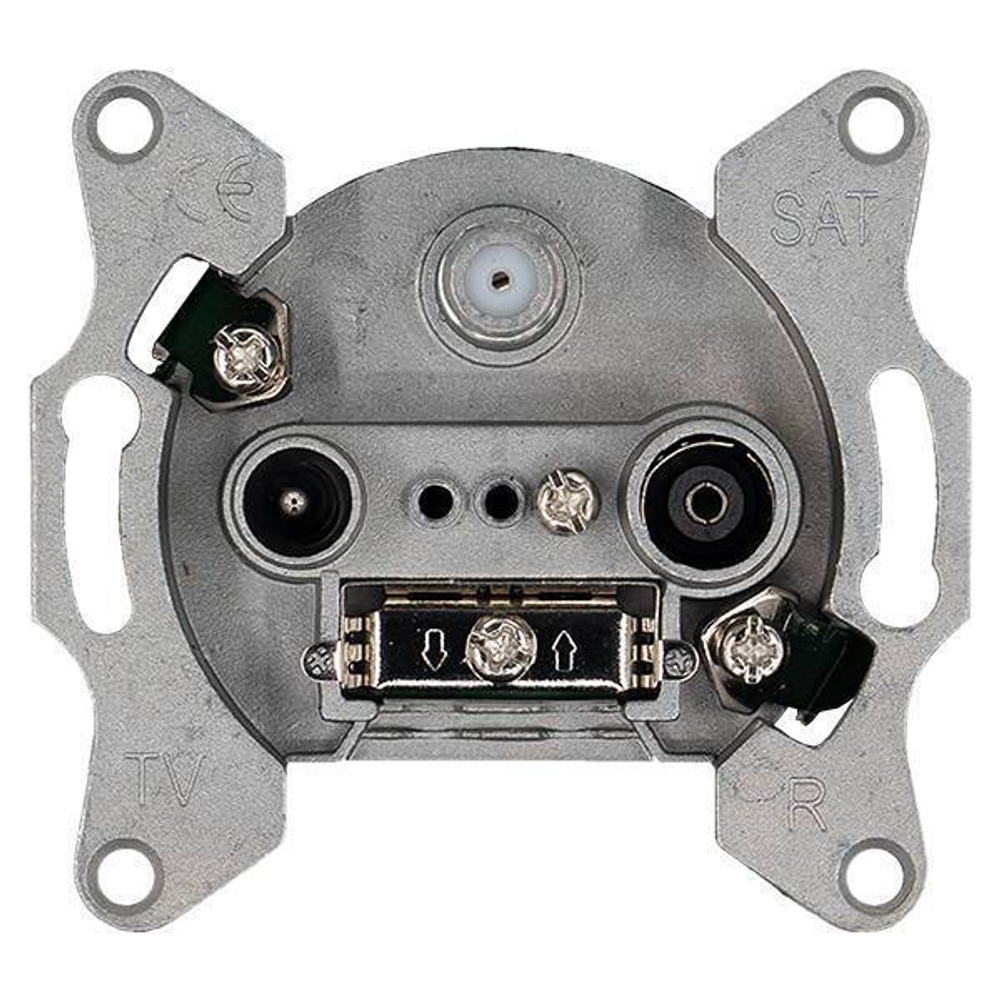 Розетка TV+FM+SAT Φ9.5mm оконечная с накладкой, цвет черный матовый (soft touch)