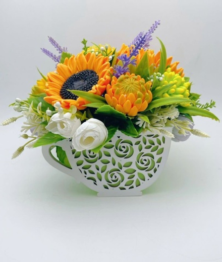 Букет из мыла «Подсолнухи в чашке»