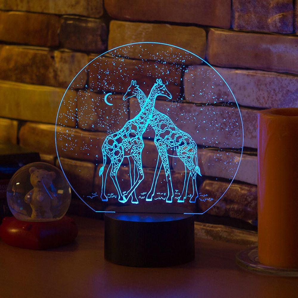 Ночник детский 3D Светильник Два жирафа
