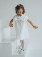 Велюровое платье Mjölk Экрю, с бантом