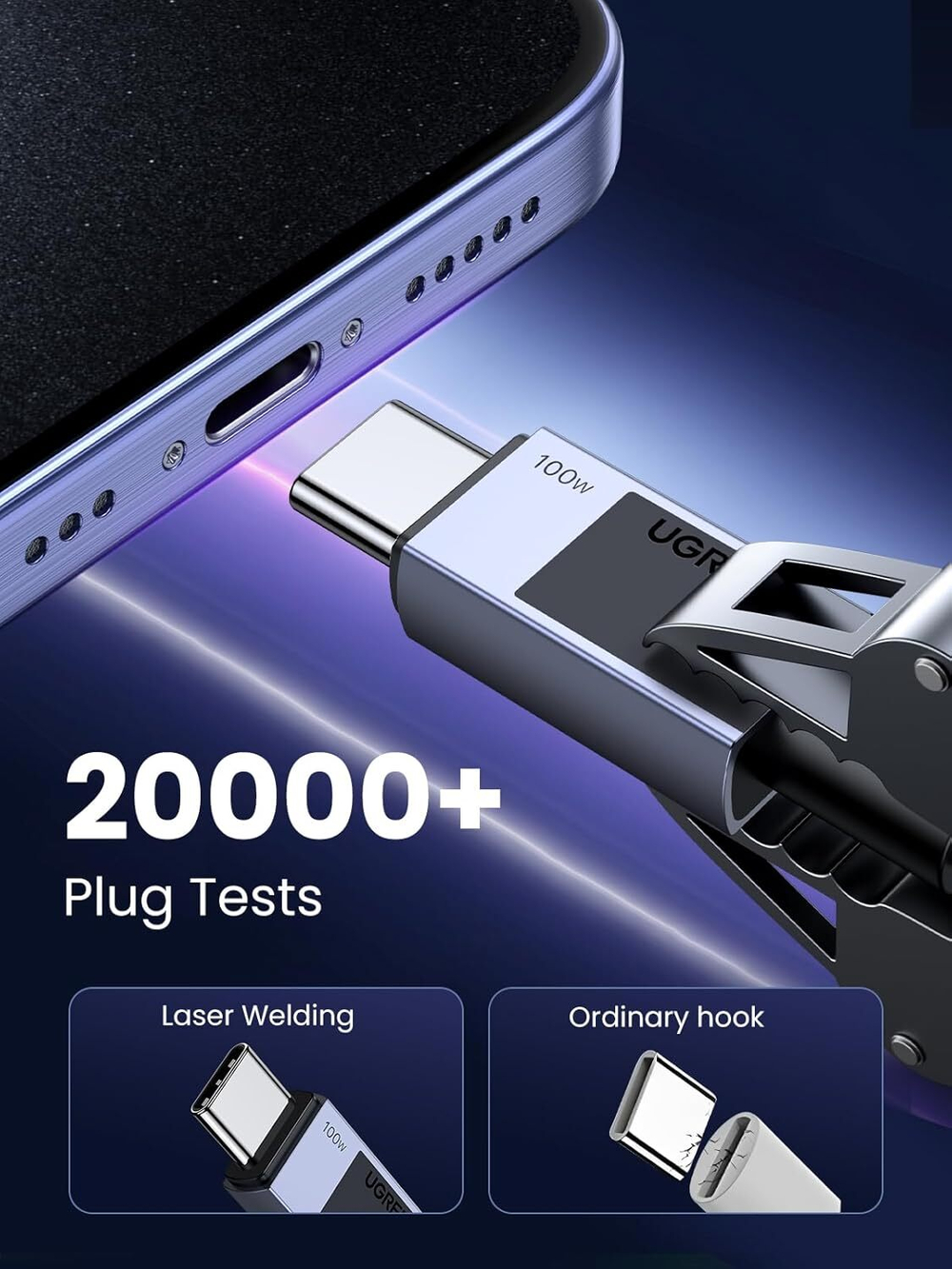 Кабель USB C - USB C, 480Mbps, 5A, QC4.0/PD3.0, 100W, 2m, UGREEN 45064