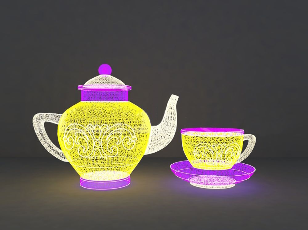 Светодиодная фигура "Чайник и чашка на блюдце"