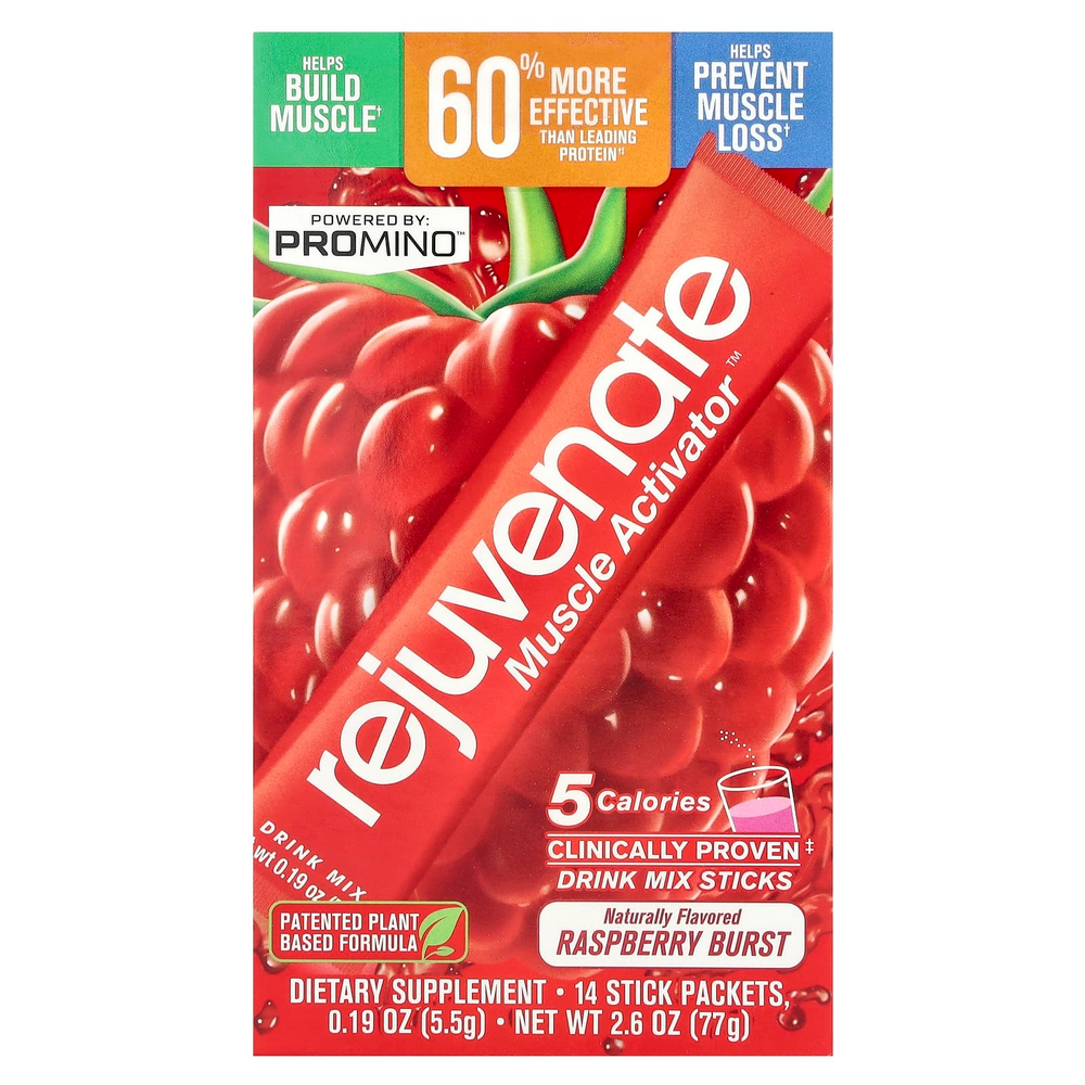Rejuvenate, Rejuvenate Muscle Activator ™, смесь для напитков, малина, 14 пакетиков по 5,5 г (0,19 унции)