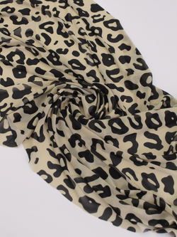 Сетка эластичная бежевая с черным принтом барс метражом