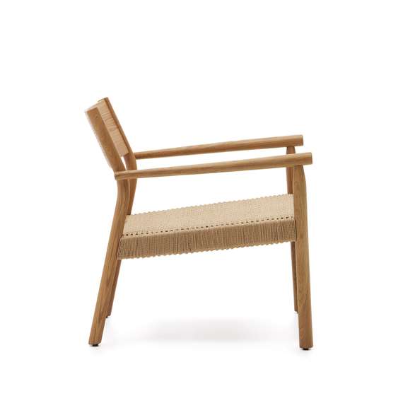 Кресло Yalia из массива дуба с натуральной отделкой и сиденьем из 100% веревки