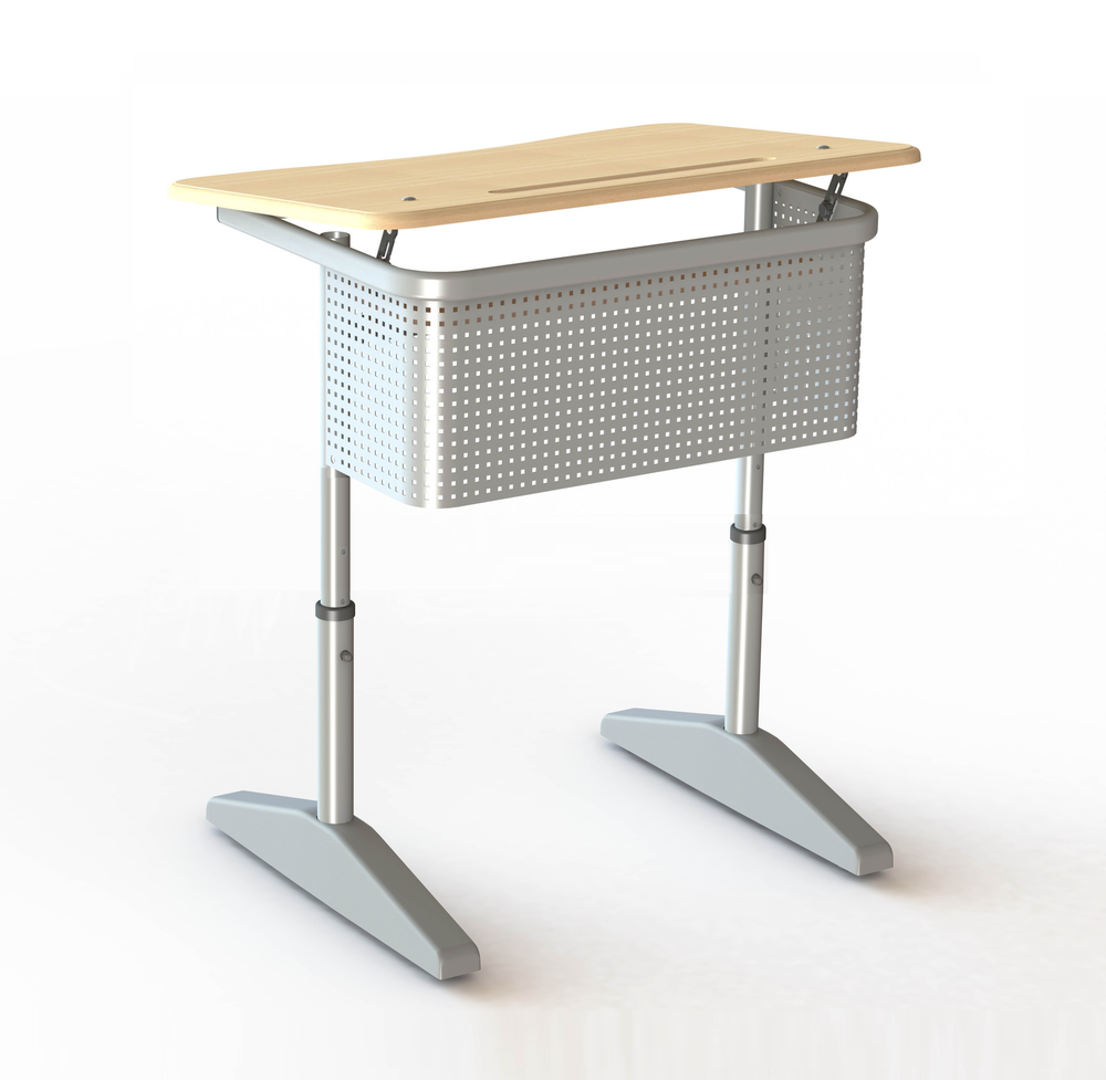 Парта одноместная Nova с перфорированным экраном и углом наклона столешницы, регулируемая
