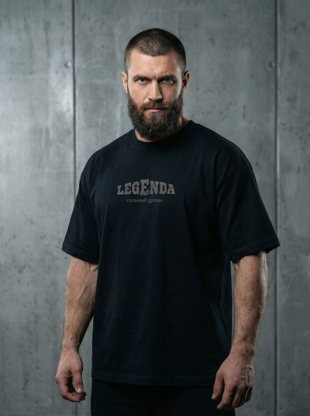 Футболка оверсайз хлопковая черная Legenda Клятва