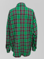 Рубашка Yixuan 2212 удлиненная в клетку на кнопках с карманом на груди