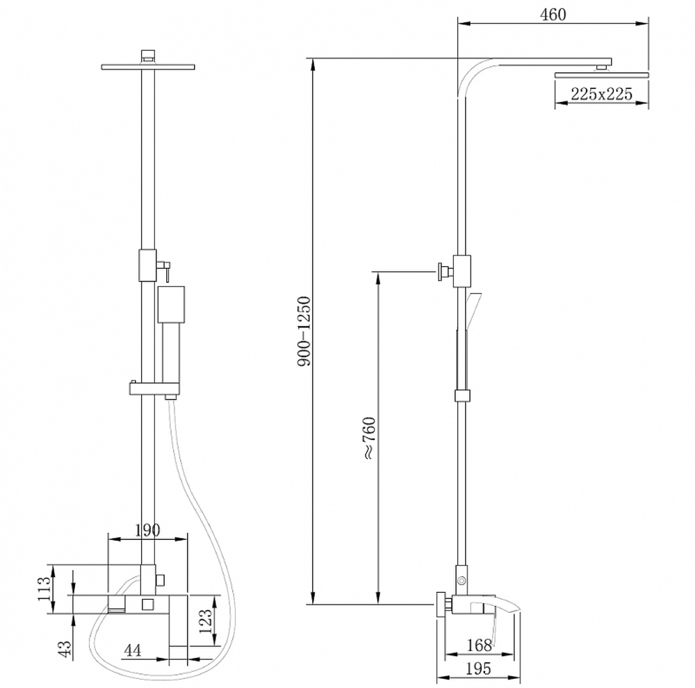 Душевая система Abber Wasserfall AF8616 Хром