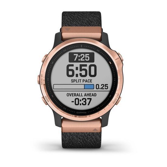 Мультиспортивные часы Garmin Fenix 6S Sapphire - розовое золото с черным нейлоновым ремешком 010-02159-37