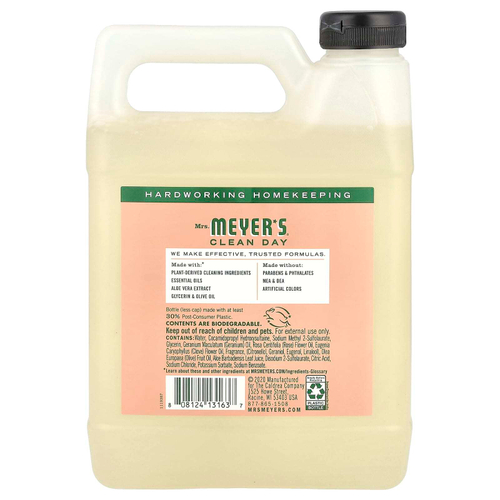 Mrs. Meyers Clean Day, Refill мыло для рук, герань, 975 мл (33 жидк. Унции)