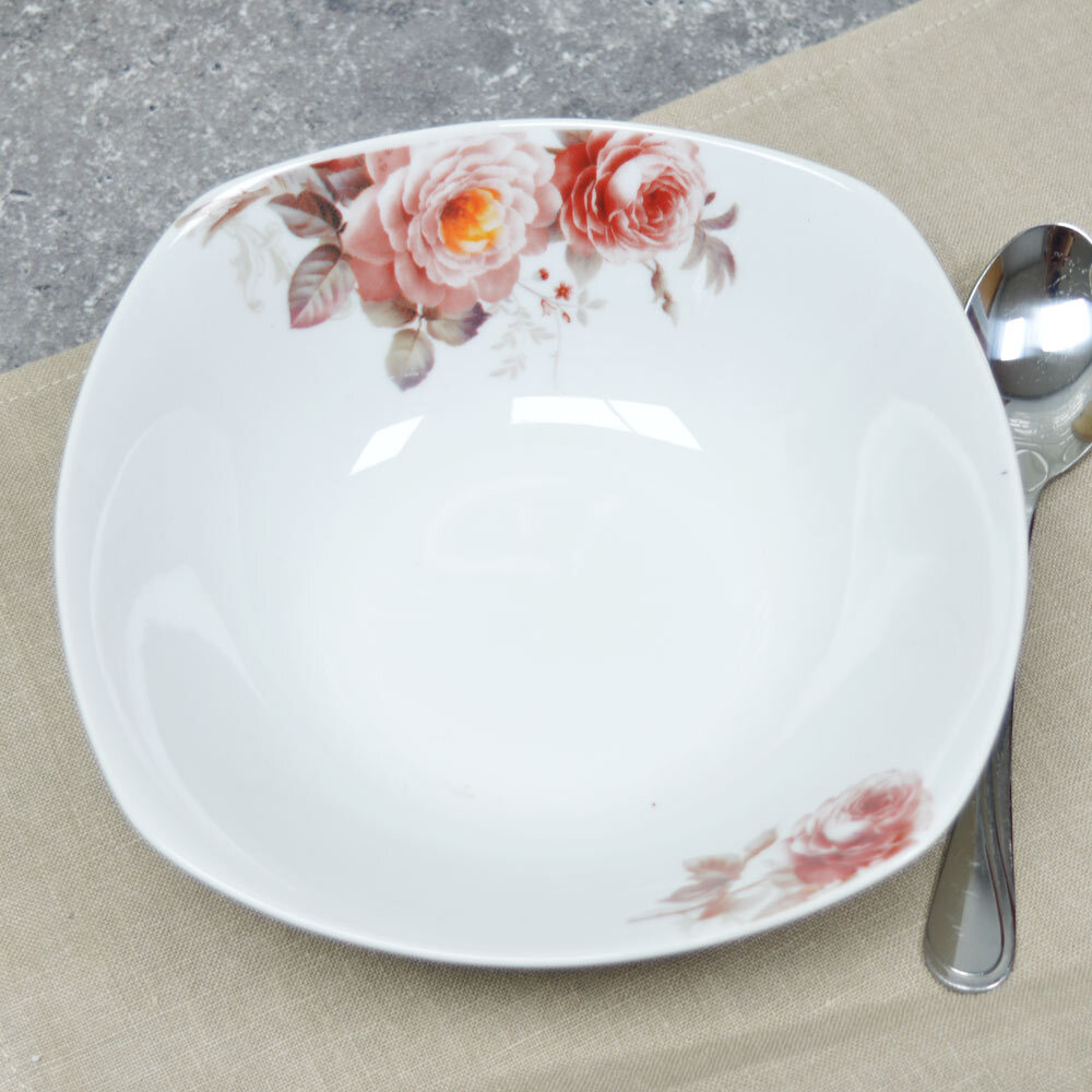 Салатник 18см 550мл Чайные розы квадратный (76060)