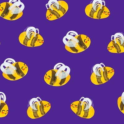 Весёлые пчелки на фиолетовом