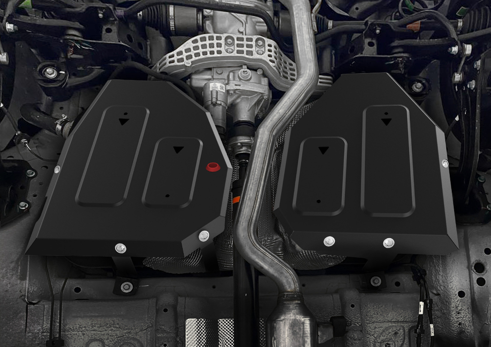 Защита топливного бака АвтоБроня для Omoda C5 I поколение РКПП 4WD 2021-н.в., рынок РФ, сталь 1.5 мм, с крепежом, штампованная, 111.00947.1