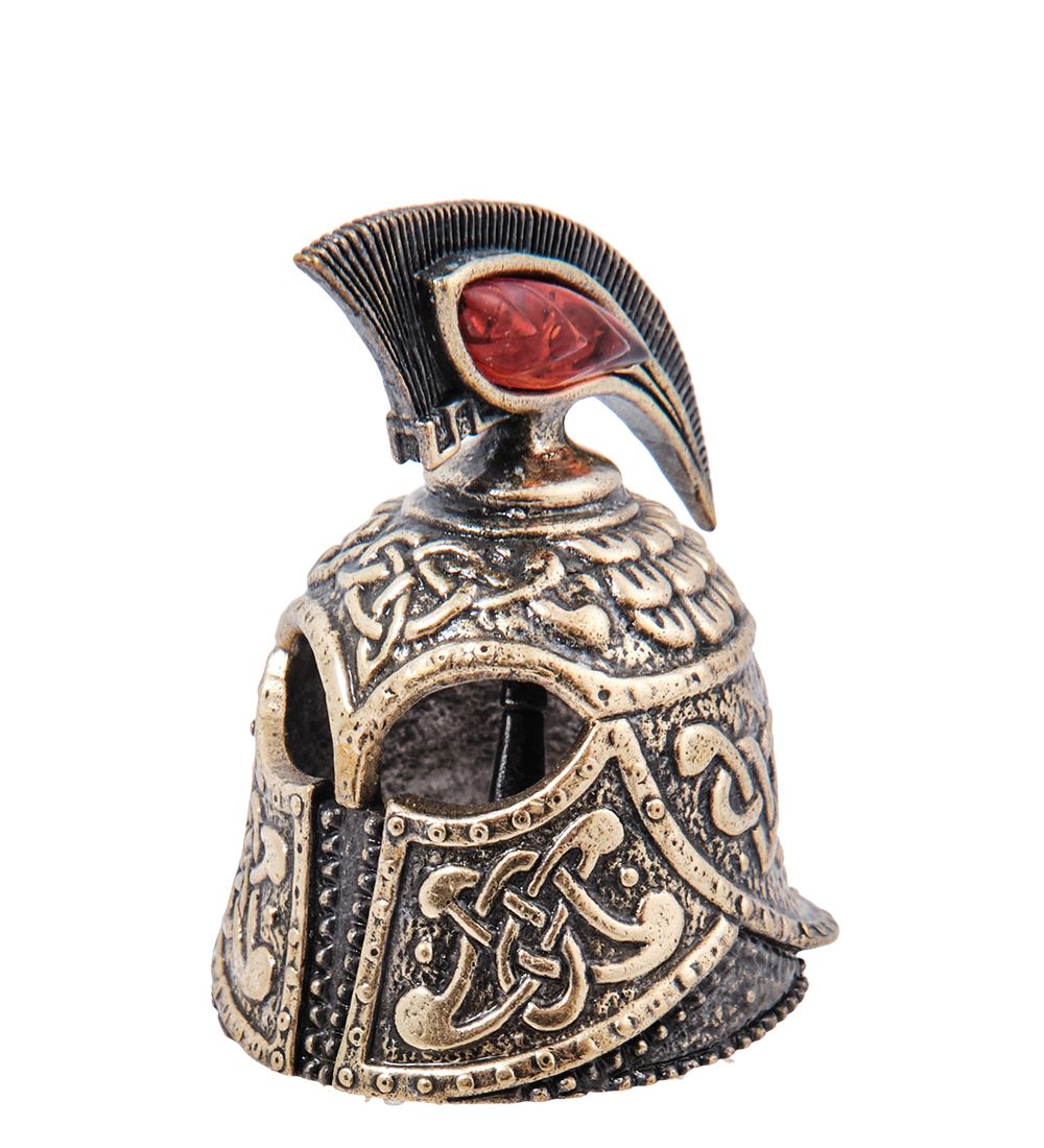 AM- 746 Колокольчик «Шлем Спарта» (латунь, янтарь)