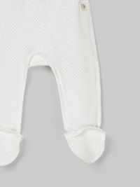 Ползунки с закрытой ножкой "Молоко" из ажурного хлопка 0+