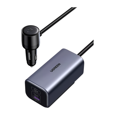 Автомобильное зарядное устройство для пассажиров Ugreen мощностью 150 Вт (3 USB-C, USB-A) (GaN) (EC706) Есть LED-индикация, поддержка PD 3.1, QC 4, PPS, AFC и SCP