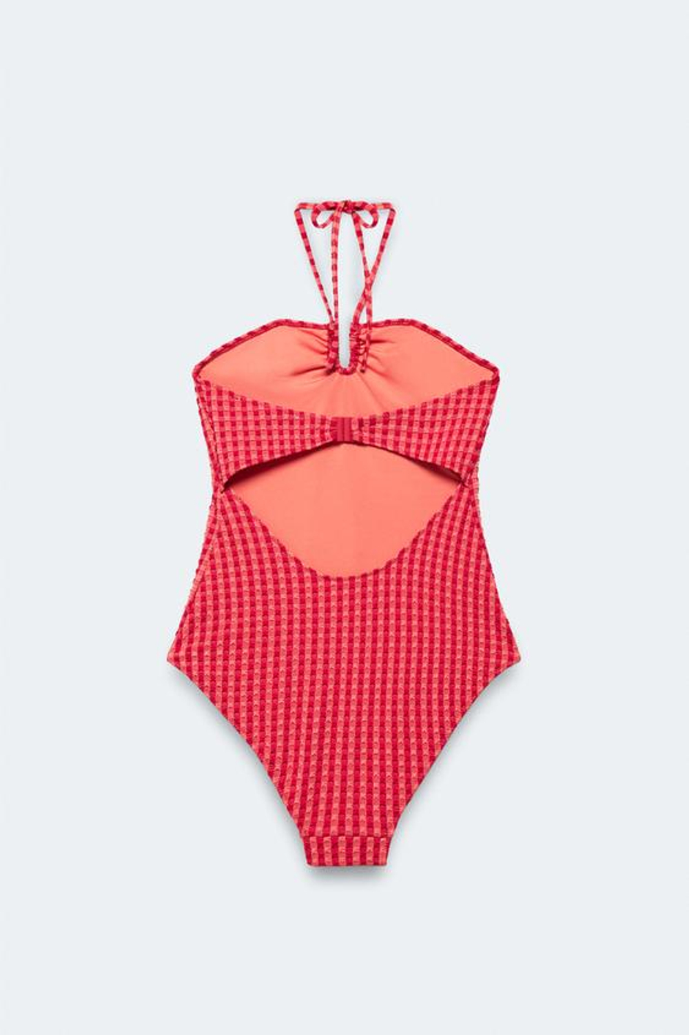 ZARA КУПАЛЬНИК В ПОЛОСКУ НА БРЕТЕЛЬКАХ - LIMITED EDITION, БУРГУНДИ
