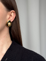 Серьги с чёрной эмалью и «жемчугом»