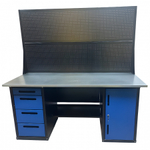 Верстак инструментальный двухтумбовый GWT-V1800BL2 Great Wolf, 4 ящика, тумба с дверью, два экрана, 1800х700