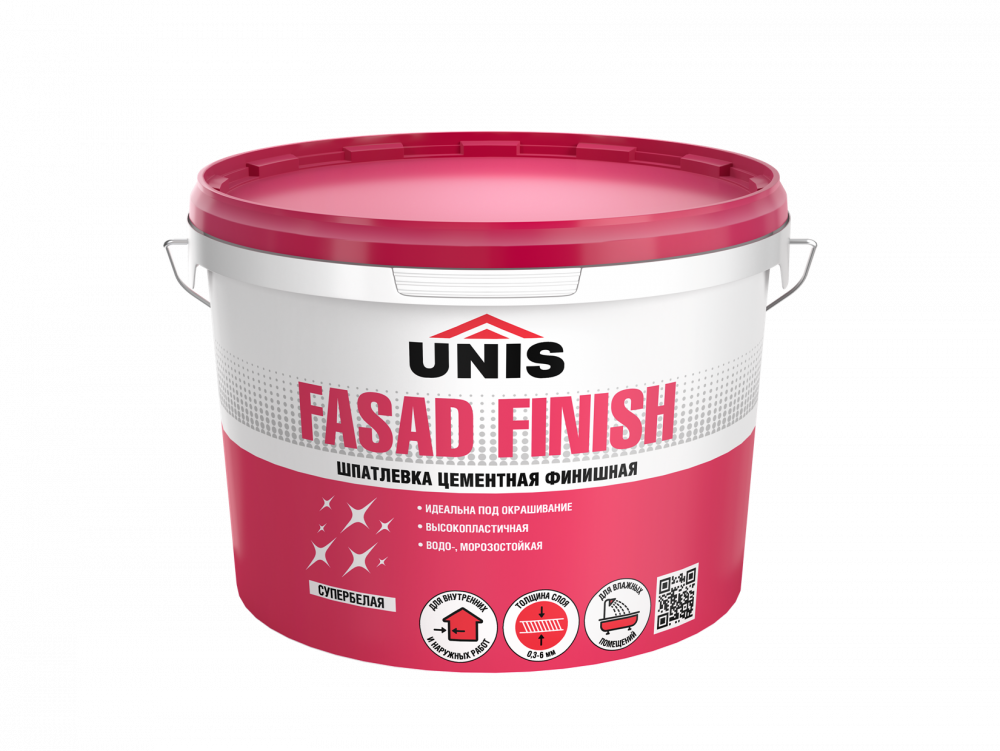 Шпатлевка UNIS FASAD FINISH цементная супербелая финишная  5 кг