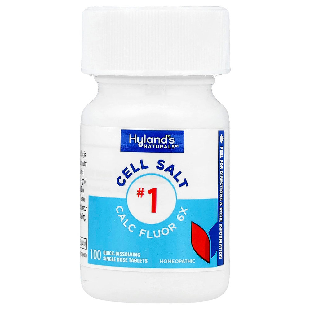 Hyland's Naturals, клеточная соль № 1, Calc Fluor 6X, 100 быстрорастворимых отдельных таблеток