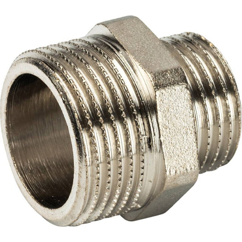 Ниппель STOUT переходной никелированный 3/4"x1/2" НР/НР