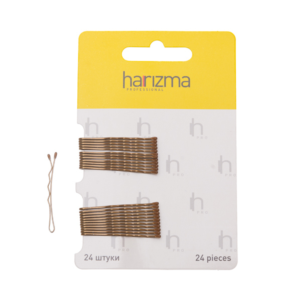 Невидимки-волна Harizma h10532-04, коричневые, 40 мм (24 шт)
