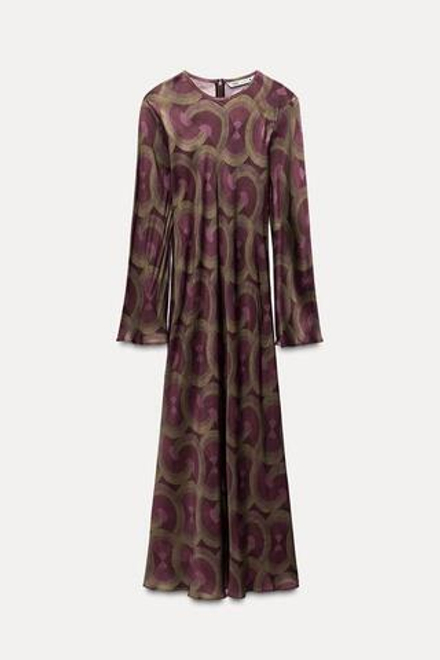 ZARA ПЛАТЬЕ ИЗ ТКАНИ С ГЕОМЕТРИЧЕСКИМ ПРИНТОМ — ZW COLLECTION, РАЗНОЦВЕТНЫЙ