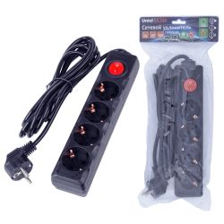 S-GCU4-3B BLACK Удлинитель серии Ultra. шнур 3м.. 4 гнезда. 16A. с-з. Черный. TM Uniel