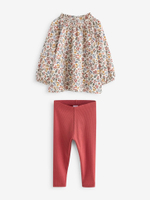 Блуза и легинсы в комплекте для девочки Next 386-047, Кирпичный, Белый