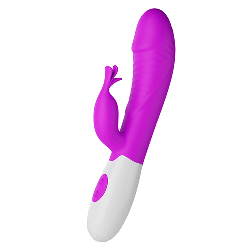 Лиловый вибратор-кролик 19,8см со стимулятором клитора Pretty Love Rasmussen Bunny Vibrator BW-500072