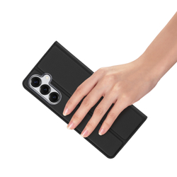 Чехол книжка из PU кожи черного цвета от Dux Ducis для Samsung Galaxy S25+, серия Skin Pro Series Case