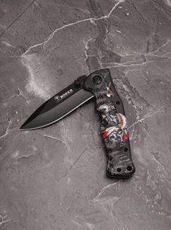 Складной нож тактический BOKER Черный с рисунком