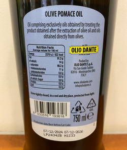 Оливковое масло DANTE di Sansa di Oliva (Pomace) 0,75л рафинированное Италия