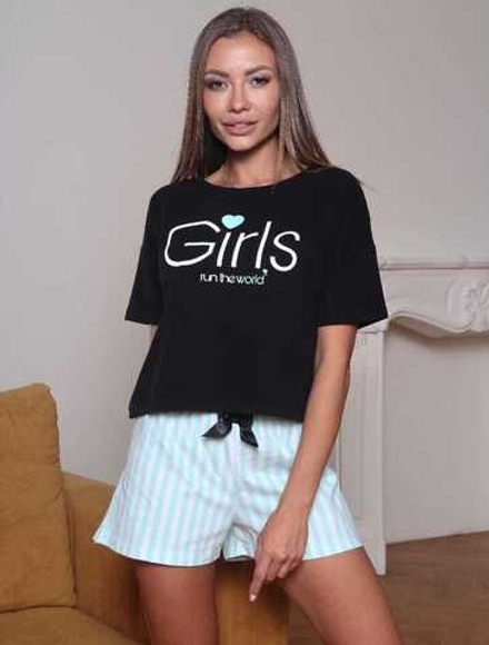 [m]Пижама жен. б/в шорты+футб 10056