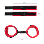 Красно-черные велюровые наручники ToyFa Anonymo 310106