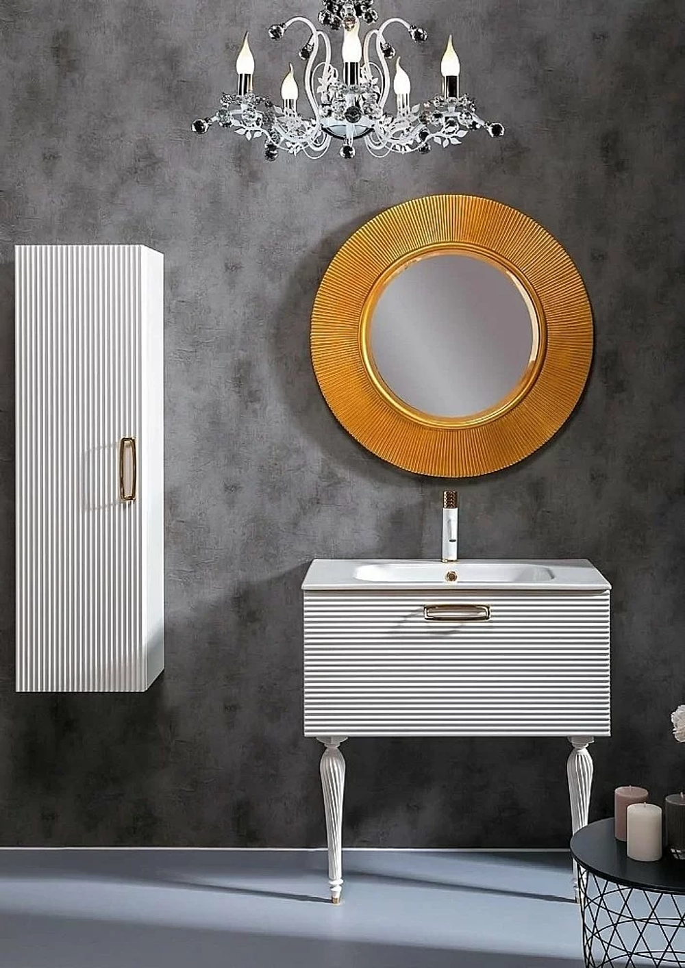Тумба с раковиной Armadi Art Vallessi Avantgarde Linea 80 белая с золотом