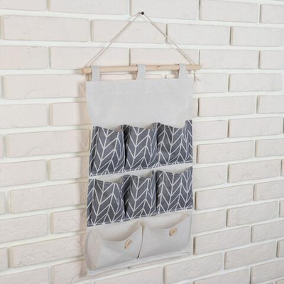 Серый подвесной органайзер с карманами «Зигзаг» (35х53 см)