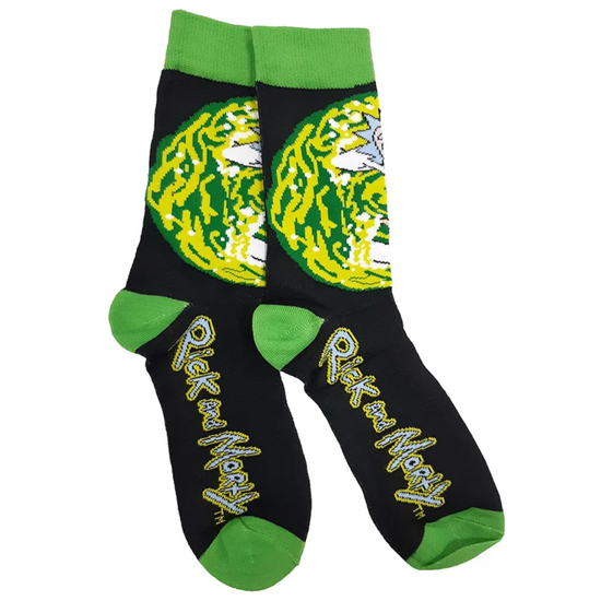 Носки Рик и Морти "Рик и Морти. Бегом из портала", р-р 36-42 (черный/зеленый)