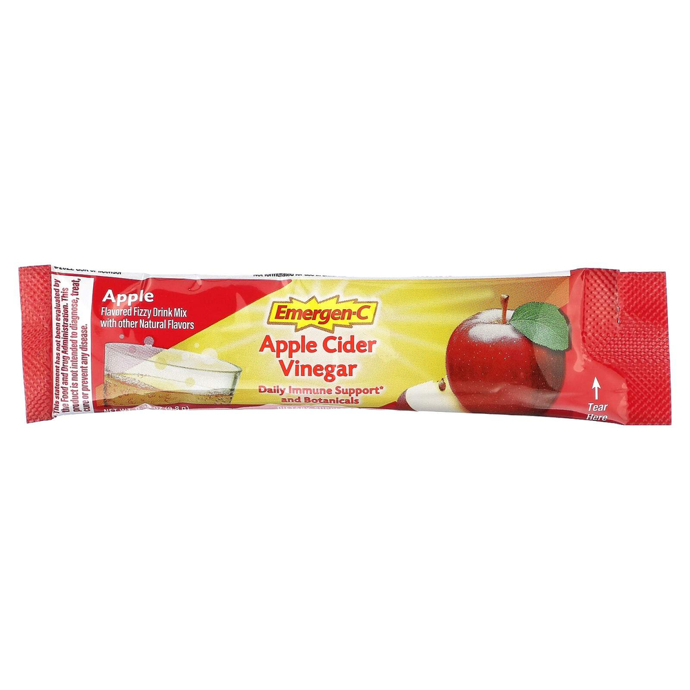 Emergen-C, Яблочный уксус, яблочный, 18 пакетиков по 9,8 г (0,35 унции)