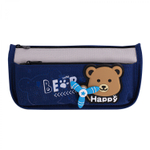 Пенал - косметичка Alingar, ткань, молния, боковой карман, вертушка, 190 х 80 х 35 мм, "Lucky Bear", медвежонок, микс (зеленый, синий, серый), европод