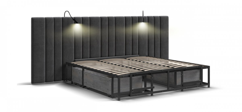 Кровать BOSS INFINITY 180*200 велюр Monolit серая