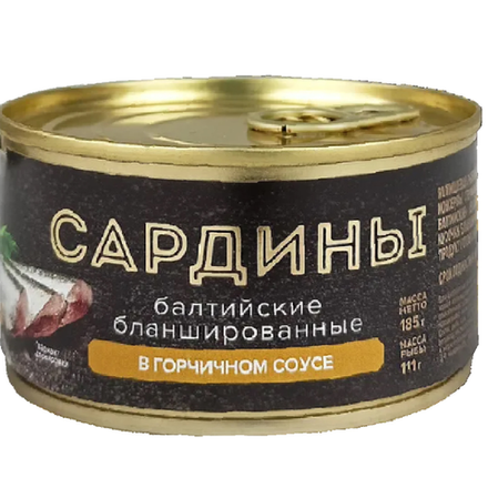 Сардины Балтийские За Родину в горчичном соусе 185 гр
