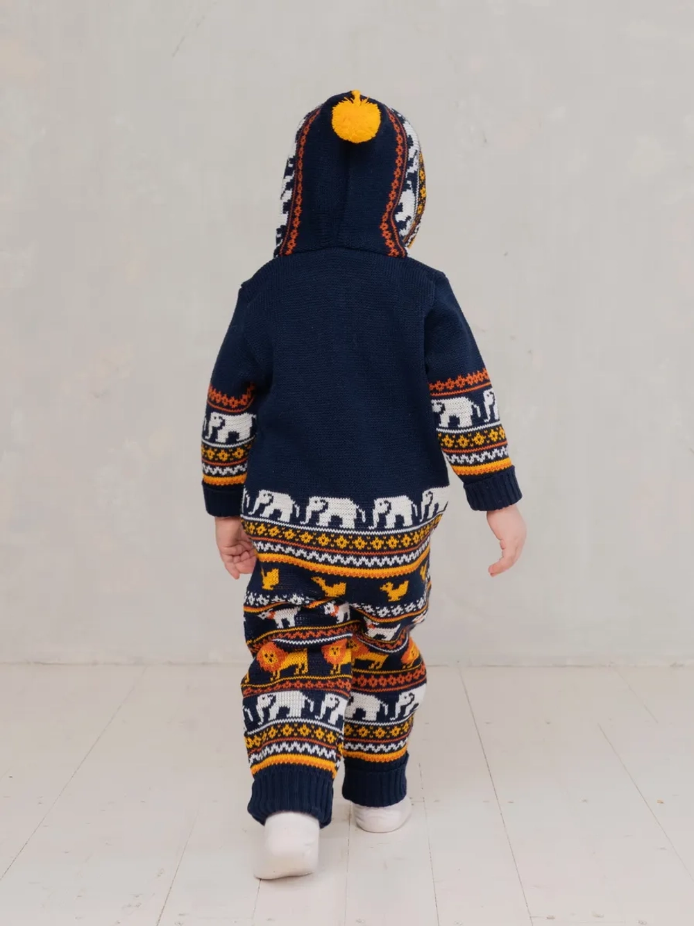 Вязаный комбинезон для новорожденных и малышей на молнии