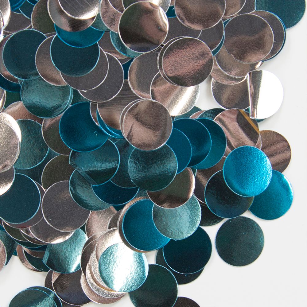 Конфетти фольга Круг, Голубой микс, Металлик, 1 см, 50 г.