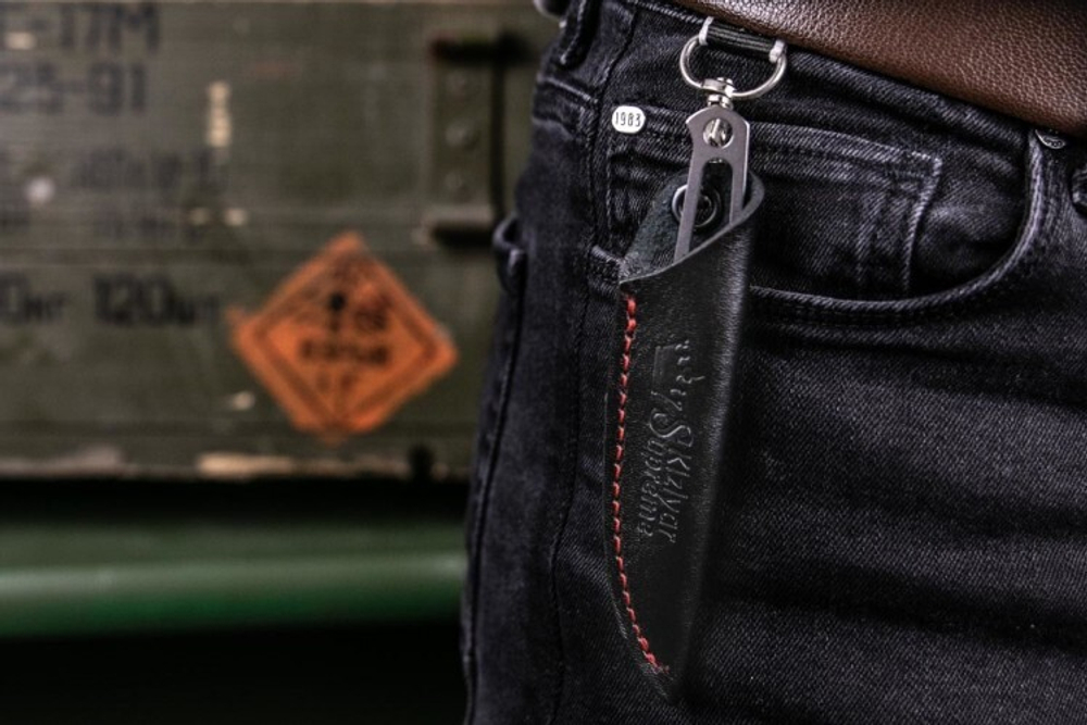 Нож Kizlyar Supreme Sturm mini N690 (StoneWash, Leather Sheath)