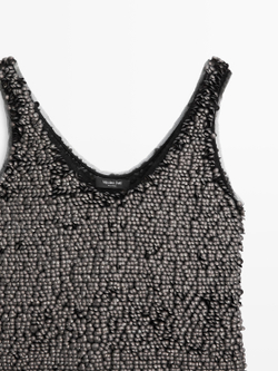 Massimo Dutti Топ с бретелями и бисером, серый